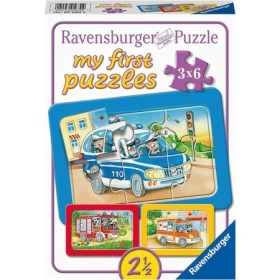 Puzzle animale conducand vehicule 3x6 piese